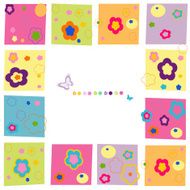 Colorful flowers square border greeting card