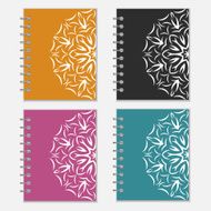 Set of colorful notebook covers with flower design