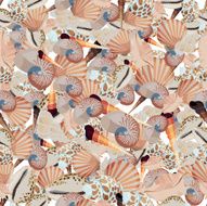Seamless colorful background made of shell and conch