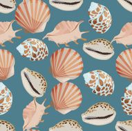 Seamless colorful background made of shell and conch N4