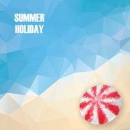 Summer holiday low poly poster with sea water in polygonal
