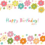 Happy birthday greeting card with colorful flowers N2