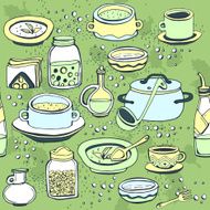 Seamless pattern with utensils and food N2