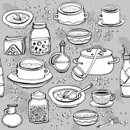 Seamless pattern with utensils and food N4