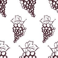 Seamless pattern with hand drawn decorative grapes