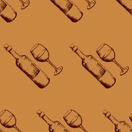 Seamless pattern with hand drawn wine
