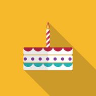 Birthday Cake Flat Icon with Long Shadow Vector Illustration N2