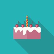 Birthday Cake Flat Icon with Long Shadow Vector Illustration N3