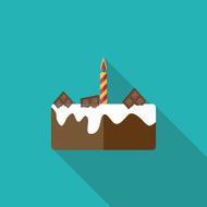 Birthday Cake Flat Icon with Long Shadow Vector Illustration N4
