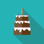 Birthday Cake Flat Icon with Long Shadow Vector Illustration N6