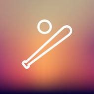 Baseball bat and ball thin line icon N3