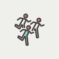Marathon runners thin line icon N4