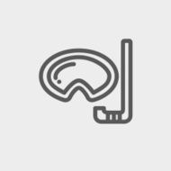 Mask and snorkel for snorkelling thin line icon N2