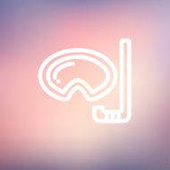 Mask and snorkel for snorkelling thin line icon N3