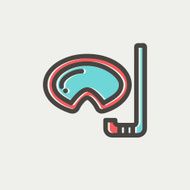 Mask and snorkel for snorkelling thin line icon N4