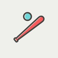 Baseball bat and ball thin line icon N4