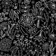 Black and white floral Seamless Pattern N4
