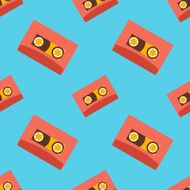 Retro audio casettes seamless pattern N2