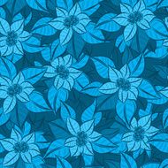 Vector seamless blue Christmas Flower background