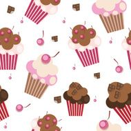 seamless pattern with cute cupcakes vector illustration N5