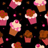 seamless pattern with cute cupcakes vector illustration N6