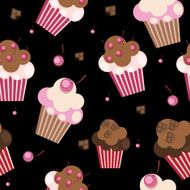 seamless pattern with cute cupcakes vector illustration N7