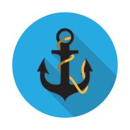 Flat Design Concept Anchor Vector Illustration With Long Shadow
