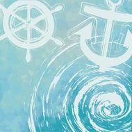 light blue tone with retro vintage style isolate ship anchor