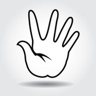 Vector hand icon with shadow on white background N6