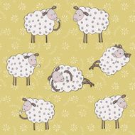 cartoon sheeps seamless pattern kids vector background