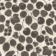 Seamless pattern with berry silhouettes Raspberry blackberry gooseberry cherry currant