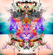 Abstract colorful flowers on white background
