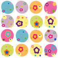 Colorful flowers abstract rounded background N2