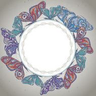Vector frame with ornamental butterflies