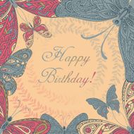 Vector frame with ornamental butterflies N2