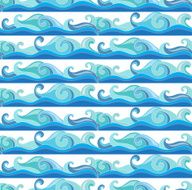 Vector background with blue sea waves Seamless pattern