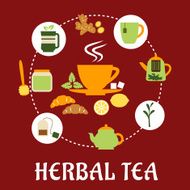 Herbal tea flat infographic design with icons N2