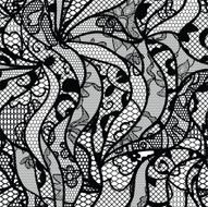 Black lace vector fabric seamless pattern N24