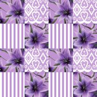 Patchwork seamless floral lilly pattern