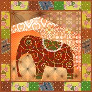 Pattern with elephant patchwork african N2