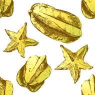 carambola fruit on white background
