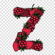 Letter Z made from red berries sketch for your design