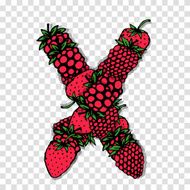 Letter X made from red berries sketch for your design
