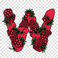 Letter W made from red berries sketch for your design
