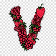Letter V made from red berries sketch for your design