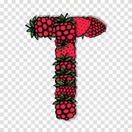 Letter T made from red berries sketch for your design