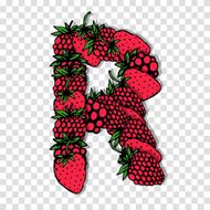 Letter R made from red berries sketch for your design