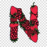 Letter N made from red berries sketch for your design