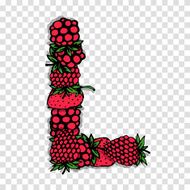 Letter L made from red berries sketch for your design