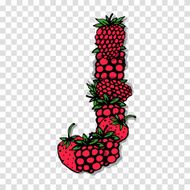 Letter J made from red berries sketch for your design